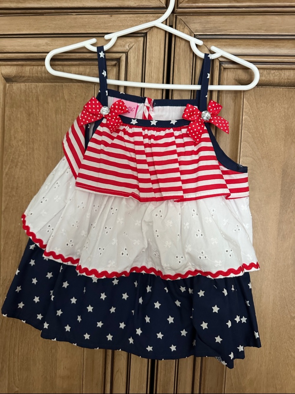 Nannette Red White & Navy Star Spangled Tiered Dress